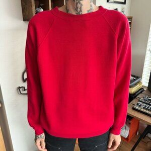 Vintage 80s 90s Red Blank Raglan Crewneck Sweatshirt ~ Size Medium